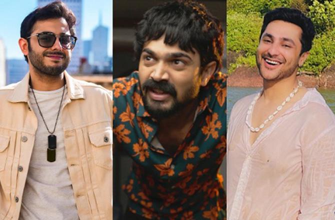 From right, Harsh Beniwal, Bhuvan Bam and Carryminati. Photo: INN.