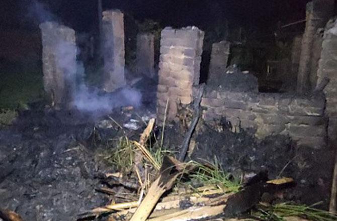 Houses of Dalits have been burnt in this way. Photo: X