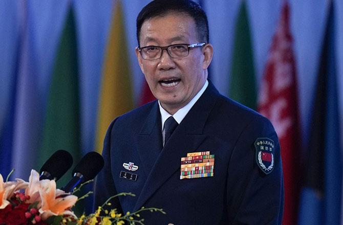 Chinese Defense Minister speaking. Photo: PTI