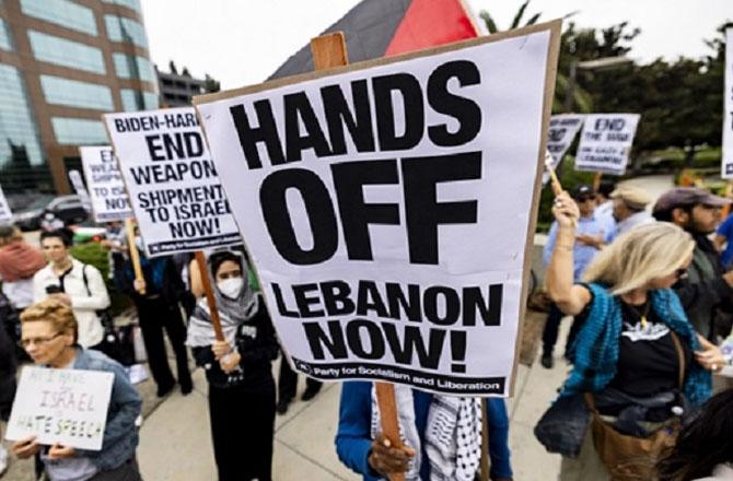 A scene from an anti-war demonstration in America. Photo: PTI