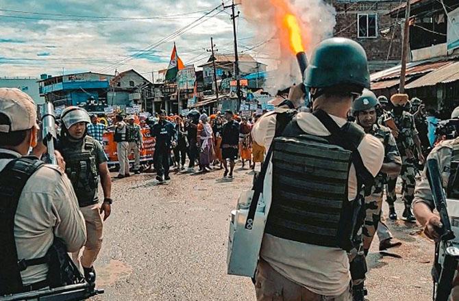A scene from the Manipur demonstration. Photo: INN