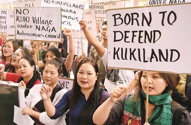 Protests for Kuki  land have been held before Photo: INN