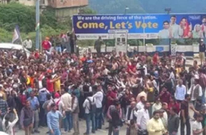 A scene from the Shimla demonstration. Photo: INN