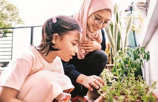 Taking care of plants instills a sense of responsibility in children. Photo: INN
