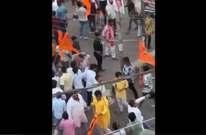 Anti-social elements involved in the Ram Navami procession. Photo: X