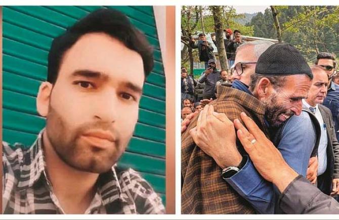Omar Abdullah with Adil Hussain`s father. Photo: INN
