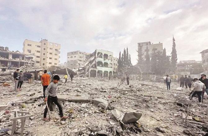 Destruction after an Israeli airstrike in Gaza. Photo: INN.