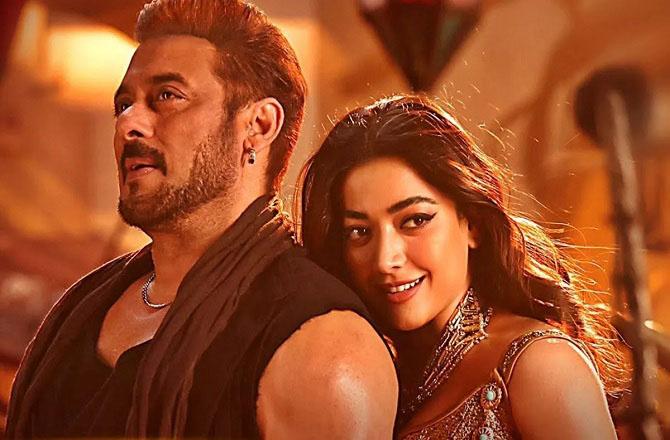 Salman Khan and Rashmika Mandanna in the film `Sikander`. Photo: INN.