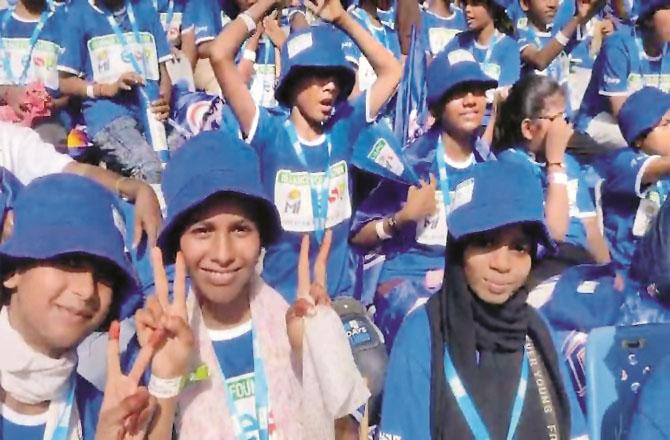 Bhiwandi students expressing joy at the stadium