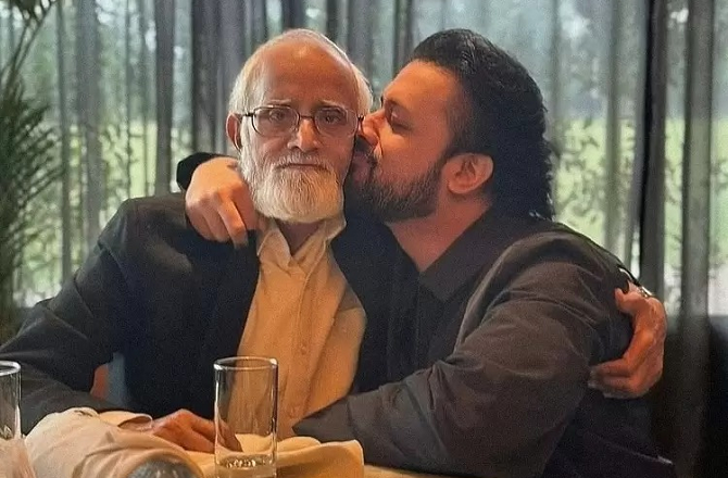 Pakistani singer and actor Atif Aslam with his father Muhammad Aslam. Photo: INN