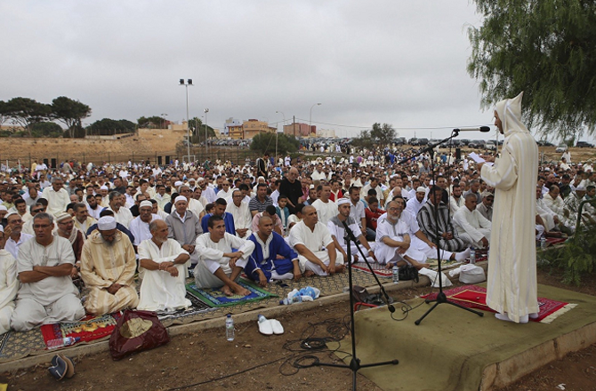 A view of Eid prayers at jumilla Sports Ground. Photo: X