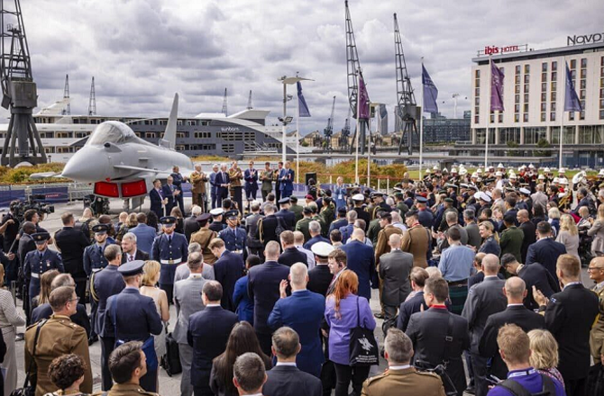 A photo from the DSEI, a large exhibition of weapons and military equipment taking place in Tangier. Photo: INN