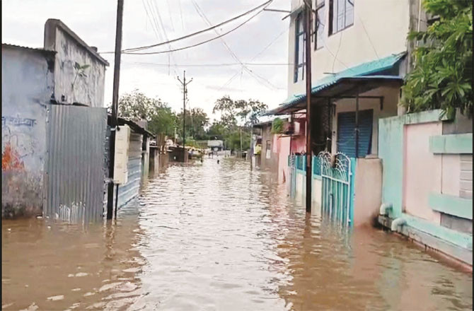 An area in Nanded where rainwater filled up