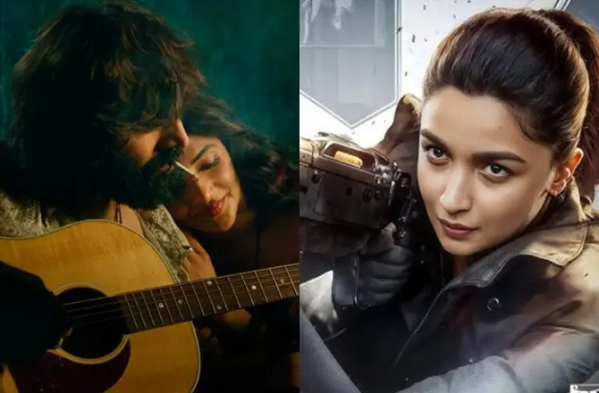 Alia Bhatt in "Alpha",and  Kartik Aaryan and Sri Leela . Photo: INN