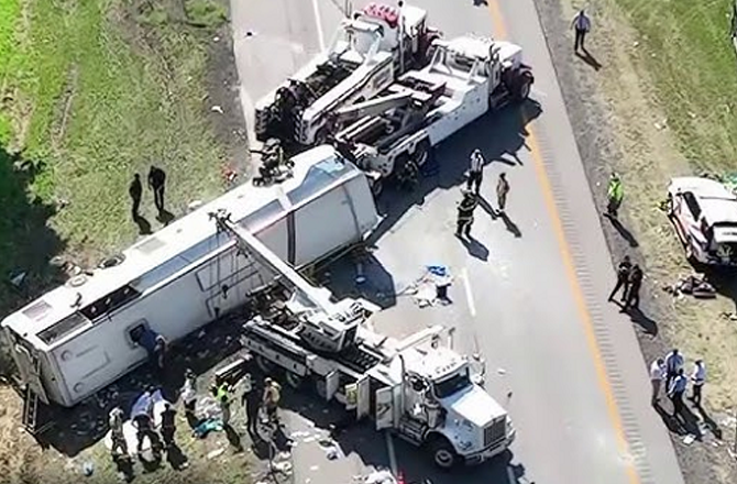The condition of the bus can be seen after the accident. Photo: X