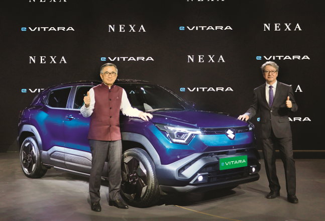 The `e-Vitara` car was showcased at the Mobility Global Expo in January 2025. Photo: INN