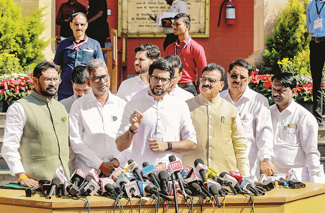 Aaditya Thackeray during a press conference. Picture: PTI
