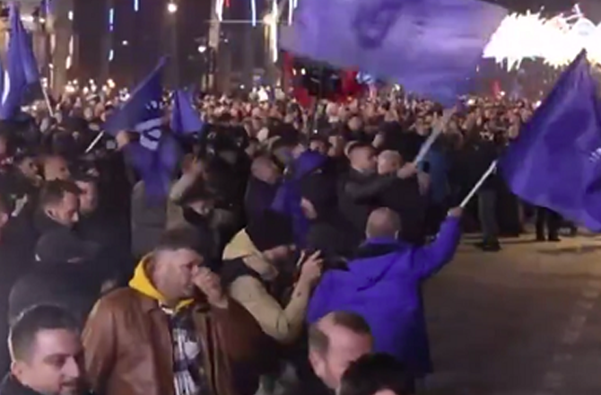 A scene from an anti-government protest in Albania. Photo: X