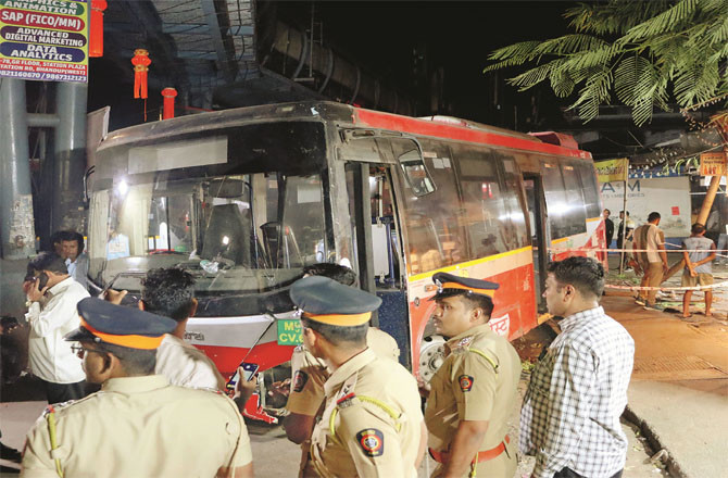 A scene of the accident in Bhandup. (Photo: PTI)
