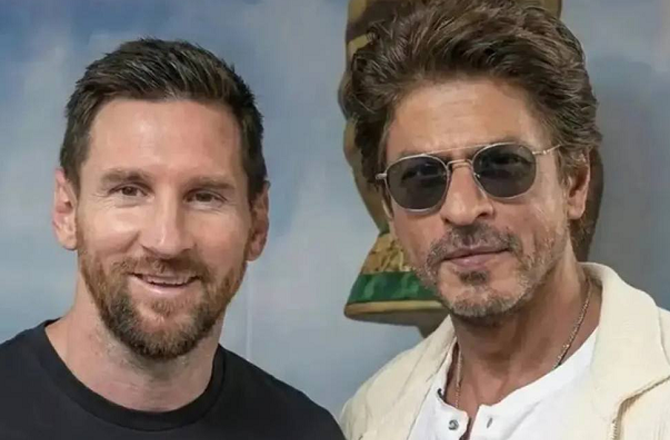 Srk And Lionel Messi. Picture: INN