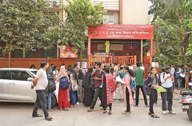 HSC students outside an examination center in Sine