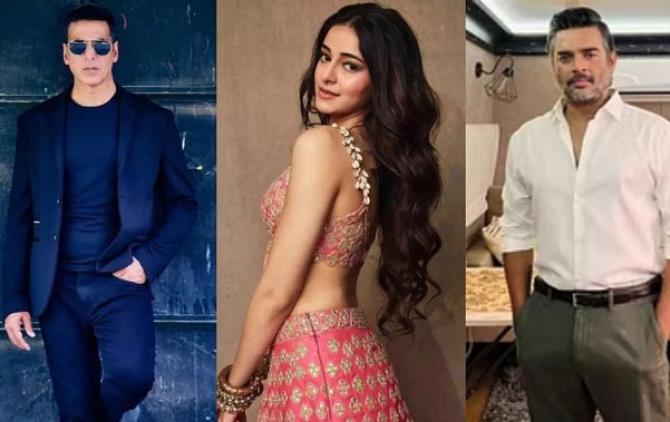 Akshay Kumar, Madhavan and Ananya Pandey. Picture: INN
