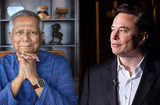 Muhammad Yunus and Elon Musk. Photo: INN