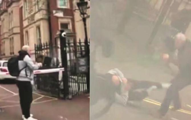 Passers-by beat the person who tried to desecrate the Holy Quran. Photo: INN