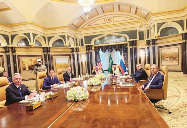 A scene from Tuesday`s Saudi-mediated meeting between Russian and US officials in Riyadh. Photo: INN