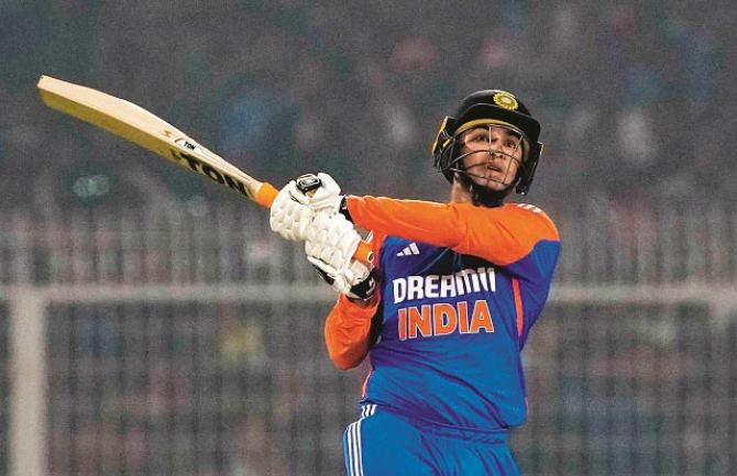 Abhishek Sharma played an innings of 79 runs off 34 balls against England. Photo: PTI
