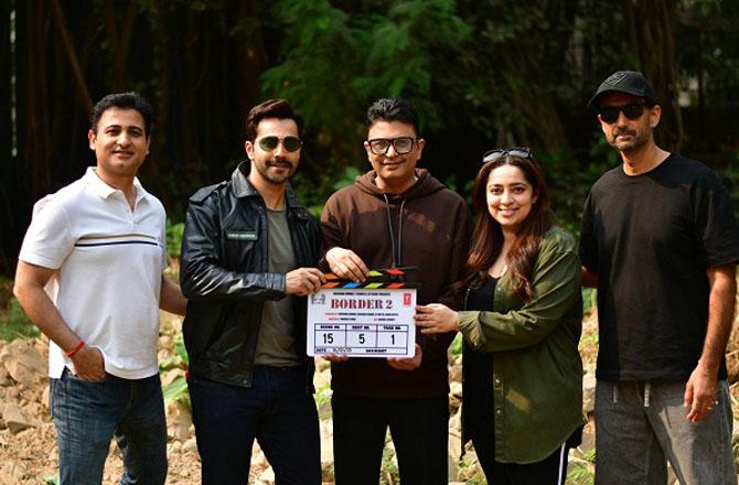 Varun Dhawan with Border 2 team. Photo: X