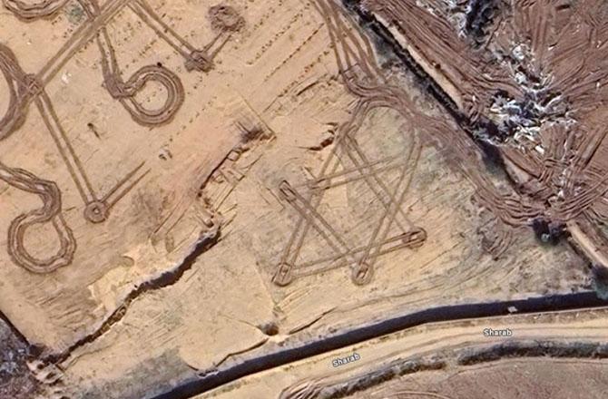 A satellite image shows a symbol of the Jewish faith carved into a wall in Gaza. Photo: X