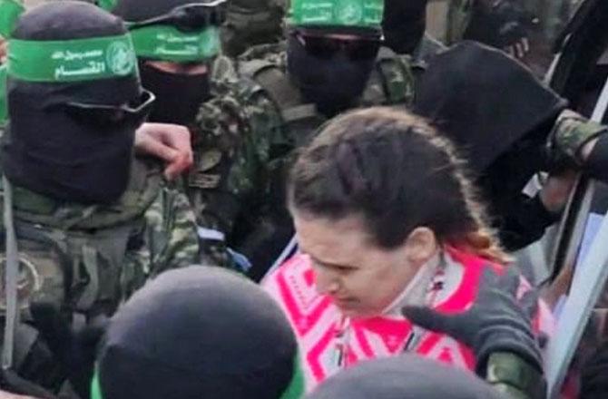 A scene from the release of an Israeli hostage by Hamas. Photo: X