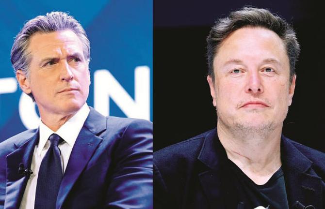 Gavin Newsom and Elon Musk are in a verbal spat over forest fires. Photo: INN