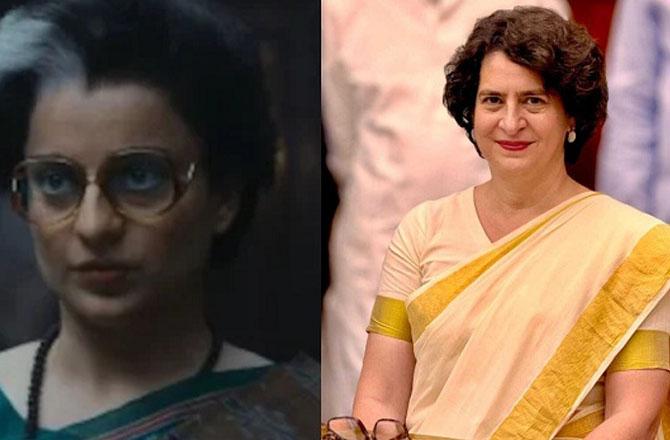 Priyanka Gandhi and Kangana Ranaut. Photo: INN