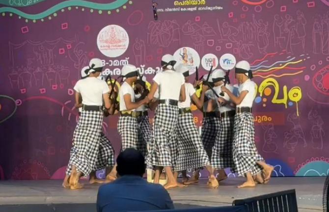 Students demonstrating Kolkali. Photo: X