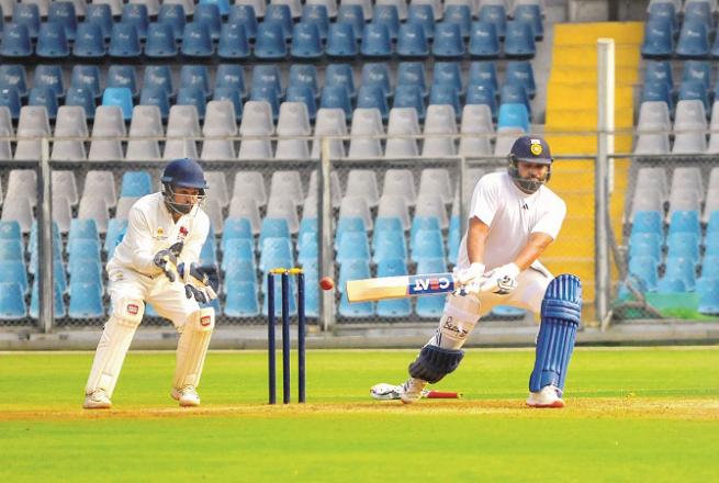 Rohit Sharma practicing at the Wankhede Stadium. Photo: PTI