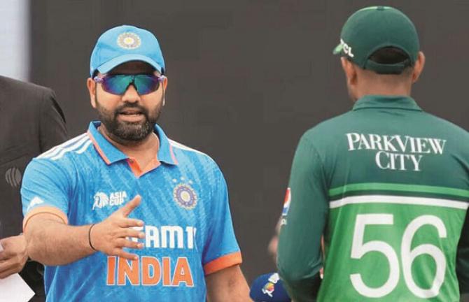 A file photo of Indian captain Rohit Sharma and Babar Azam. Photo: INN