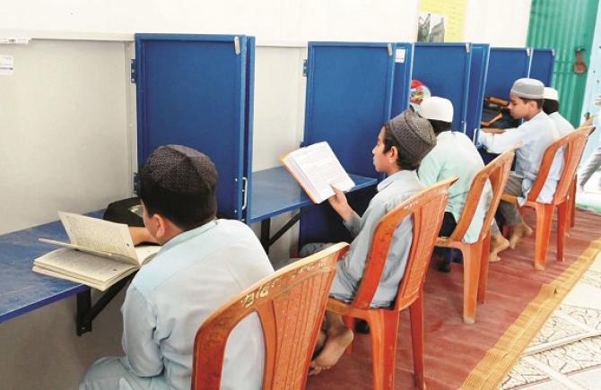 Students studying in the study center of Masjid Sajdeen. Picture: Inquilab