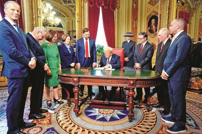 Trump signed a series of executive orders as soon as he took office on Monday. Photo: AP/PTI