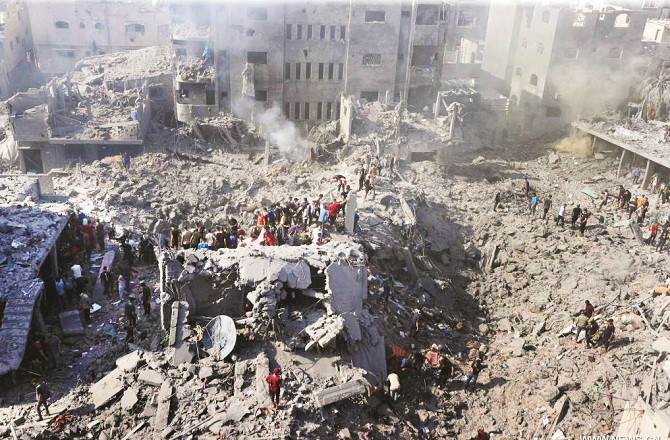 Much of the Gaza Strip has been reduced to rubble due to the Israeli aggression. Photo: INN