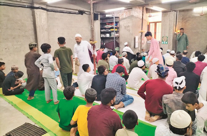 Interior view of Hazrat Usman Bin Affan Mosque located at Chaal No. 152, MHB Colony. Photo: INN