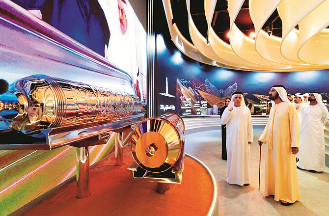 Dubai Ruler Sheikh Mohammed bin Rashid Al Maktoum inspects the project of Dubai`s third metro line. Photo: INN
