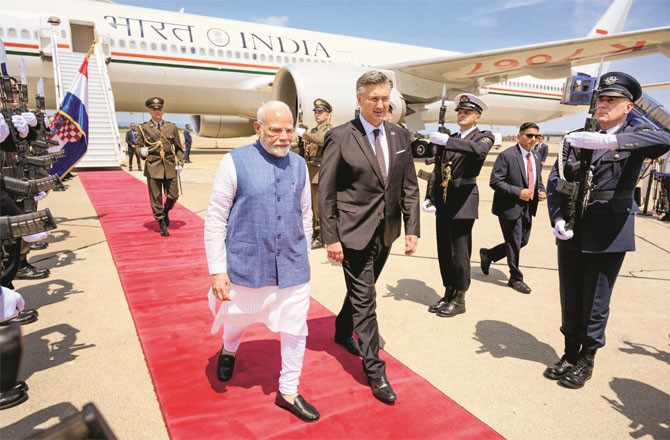 Prime Minister Narendra Modi after arriving in Croatia on Wednesday
