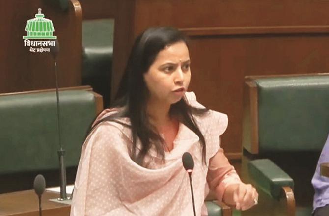 Minister for Women and Child Development Aditi Tatkare addressing the gathering. Photo: INN.