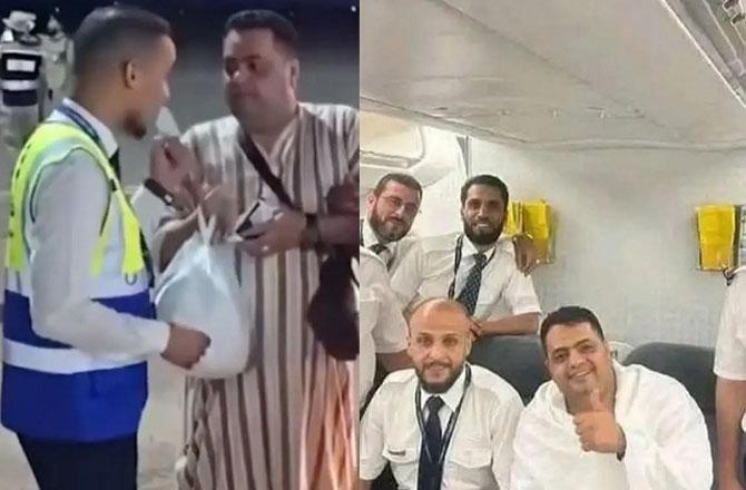 Amer Al Mahdi Mansour Al Gaddafi with the crew of the ship. Photo: X.