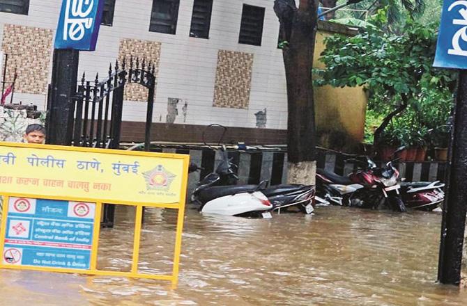 Water is accumulating in the premises of BMC`s D-Ward office. Photo: INN