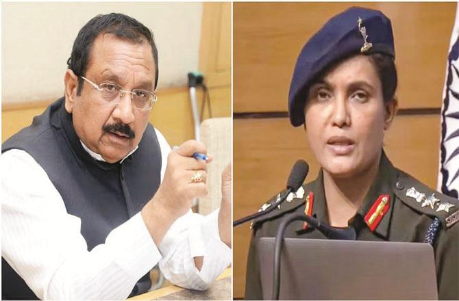 The arrest of Vijay Shah (left) for his derogatory remarks against Colonel Sofia Qureshi (right) will remain suspended. Picture: INN