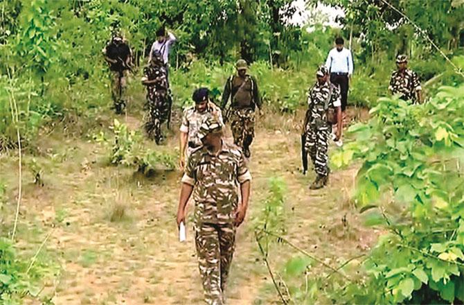 The area of ​​the forest where the search operation against the Naxalites is underway. Inset: Old photo of Basava Raju