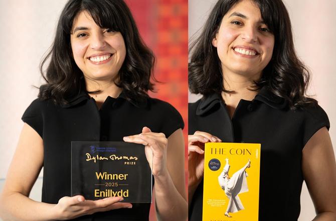 Palestinian writer Yasmine Zaher with her award. Photo: X